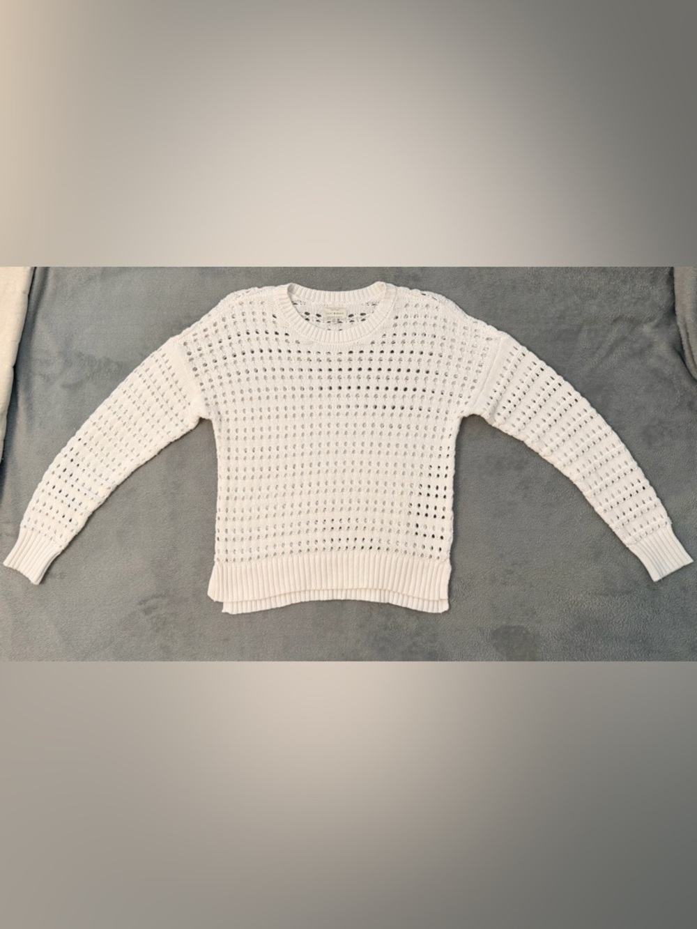 Lucky Brand Women's Cream Open-Knit Long Sleeve Sweater
